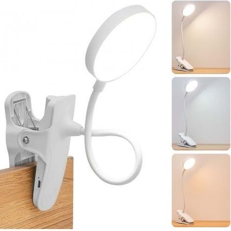 LED Lampe USB Tactile à Clip - 3 Modes d'Éclairage, Luminosité Réglable, Protection des Yeux - Pour Bureau, Lecture, Chevet, Étudiant, Dortoir (1/5)