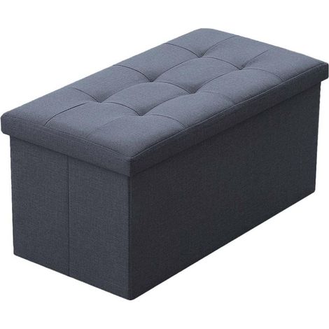 Pouf Contenitore Salvaspazio Portaoggetti Porta Scarpe Panca Sgabello A Pie Di Letto Quadrato Poggiapiedi Panchina Portata 150Kg Blujeans - Rettangolare (1/4)