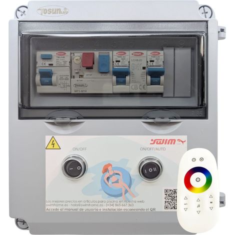 Cuadro de Maniobra con Transformador 60W -12V/DC -Reloj Bomba 0,5CV y toma para Clorador + Control WiFi