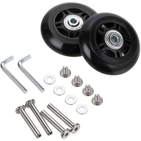 Lot de 2 Roulettes de Rechange pour Valise, Roues de Réparation 75x24mm pour Bagages, Couleur Noire (1/5)