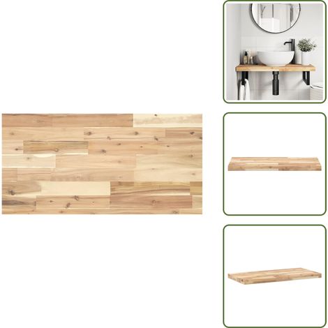 The Living Store Dessus de meuble de salle de bain non traité bois d'acacia - Dessus de table en bois (1/5)