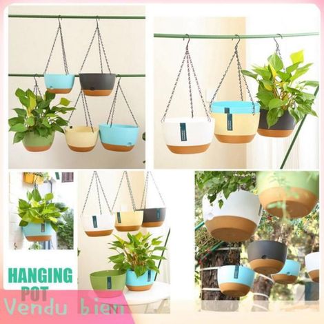 Garosa Pot de plantes à fleurs suspendu Panier suspendu à Double chaîne, jardinière, balcon de maison, bassin jardin outils (1/5)