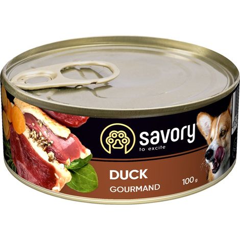Comida húmeda sabrosa para perros adultos, sabor pato, todas las razas, 100 g. (1/2)