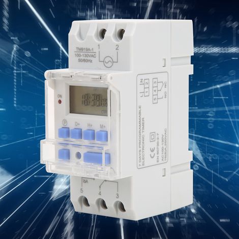 100–130 V Wechselstrom, 16 A, Wochenzeitschaltuhr (12/24 Stunden), LCD-Ein/Aus-Steuerung, programmierbares Zeitrelais (1/5)