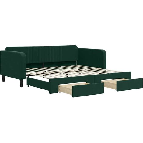 Maison Exclusive - Divano Letto Estraibile Cassetti Verde Scuro 100x200cm Velluto