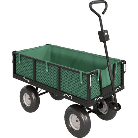 Carrello da Giardino 105x51x54 cm Capienza da 114L con Sacca Portaoggetti e Pareti Rimovibili in Acciaio Verde (1/5)