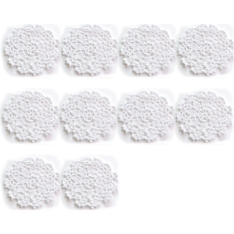 Dessous de verre en coton, lot de 10, napperons en dentelle de coton crochetée, pour la décoration des boissons et de la maison (1/5)
