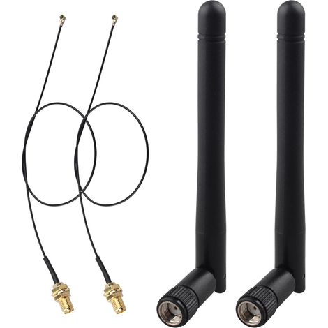 2 Pack M.2 WiFi Antenna Dual Band 2.4GHz 5.8GHz 3dBi MIMO RP-SMA Male + IPEX1 to RP-SMA Pigtail Cable for M.2 NGFF Wireless Network Card Computer WiFi Adapter (1/5)