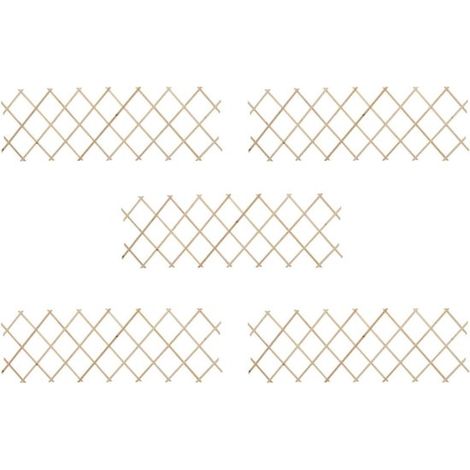 Lot de 5 treillis extensibles 180 x 60 cm en bois de sapin massif, clôture de jardin flexible et support pour plantes, treillis accordéon, naturel (1/5)