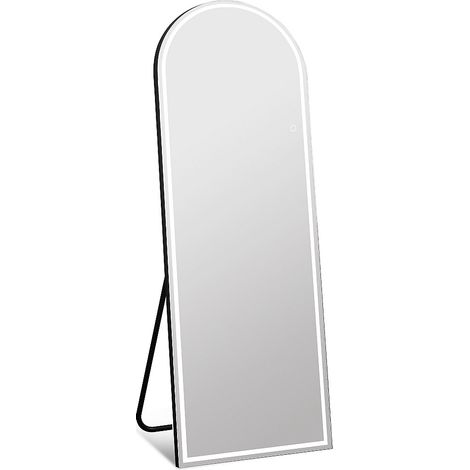 Specchio ad arco con luci led e supporto L. 60 x H.150 cm Nero - DAELYA