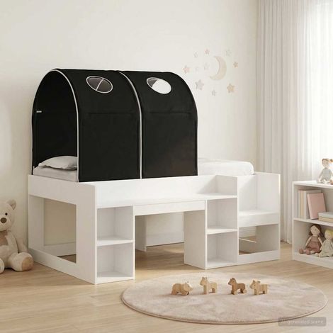 vidaXL Letto con Tunnel 3 pz Bianco e Nero Legno ingegnerizzato (1/5)