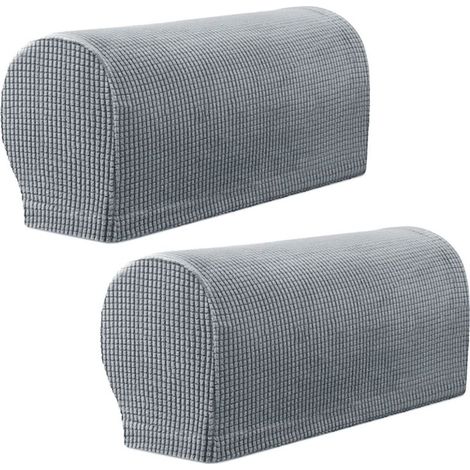 Set mit 2 wasserdichten, rutschfesten Armlehnenbezügen aus Stretch-Elastan für Sessel, Sofas und Liegesessel (hellgrau) (1/5)