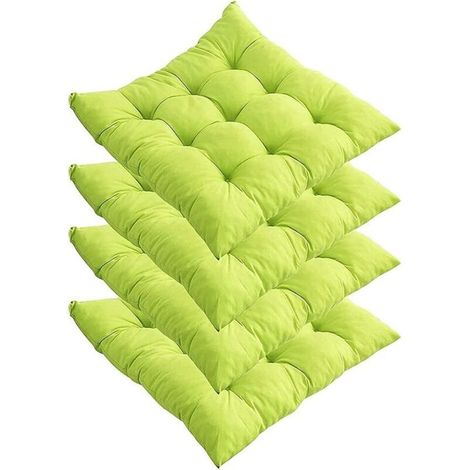 Lot de 4 coussins de chaise épais, coussins de chaise de salle à manger 40 x 40 cm, coussins de chaise de jardin pour la maison, le bureau, l'intérieur et l'extérieur (vert) (1/4)
