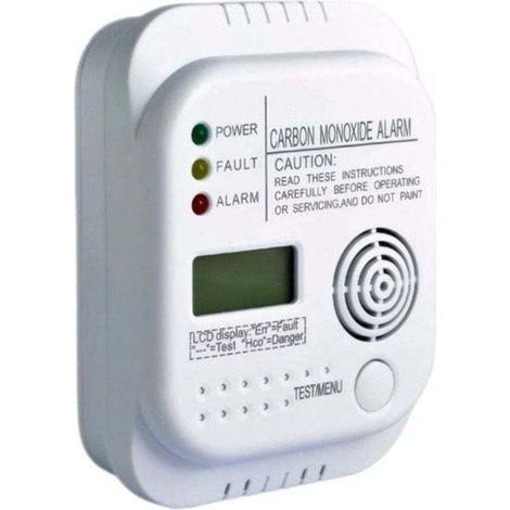 Détecteur de monoxyde de Carbone, alimenté par Batterie, Detecteur de gaz avec Affichage et indicateur de température (1/4)