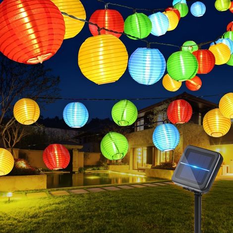 Guirlande Lumineuse Solaire Extérieur, 30 LEDs Guirlande Solaire Exterieur 6m Guirlande Guinguette Solaire Étanche Lanterne Solaire Décoration pour Jardin Terrasse Balcon Cou (1/5)