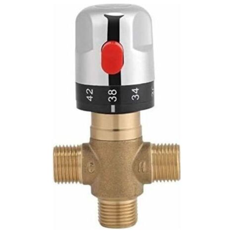 Robinet Mitigeur Thermostatique en Laiton 15mm Robinet température Fixe pour lavabo Cuisine Salle de Bain G1/2 35-45 ℃ (1/2)