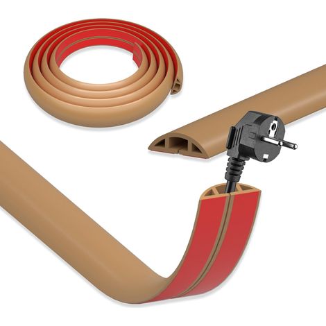 Passage de Cable au Sol Marron, 3mx30mm Cache Cable Sol, Petit Canal de Câble Flexible, Goulotte Passe Cable, PVC Cache Fil Électrique Sol Auto-Adhésif Montage pour Tous Les Câbles Bureau (1/5)