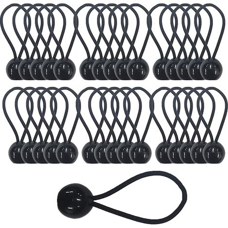SHINING HOUSE 30pcs Tendeur Elastique avec Boule, Sandow Elastique, Tendeur Bache pour Bannière, Pavillon, Bâche, Camping, Tente, Rideaux Harnais d’Extension, Épaisseur 3.5mm Très Fort (30)