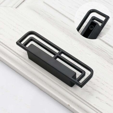 2 poignées et boutons de porte de meuble de cuisine, tiroirs de meuble de chambre (6285-Pas 32, Noir) (1/5)