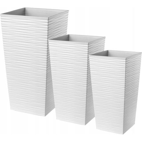 KADAX Blumentopf Set, Blumenkübel aus Kunststoff, 25+30+35 cm, Weiß