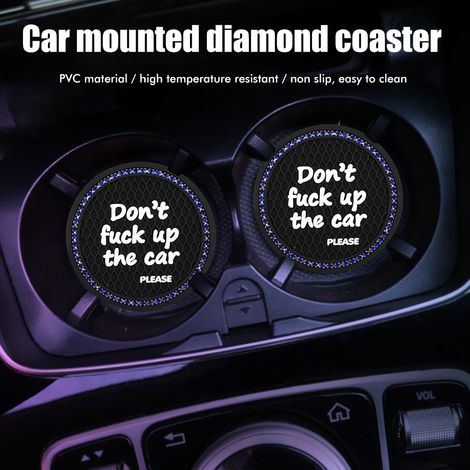 Lot de 2 sous-verres universels pour porte-gobelets de voiture, en silicone antidérapant avec strass et cristaux, accessoires pour l'intérieur de la voiture (1/5)
