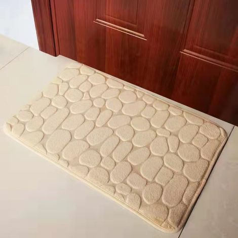 Couleur camel clair - petites pierres 5080cm (corail polaire 0,8cm d'épaisseur) Paillasson en polaire corail petit format, paillasson d'entrée, tapis de maison, tapis absorbant et antidérapant. (1/5)