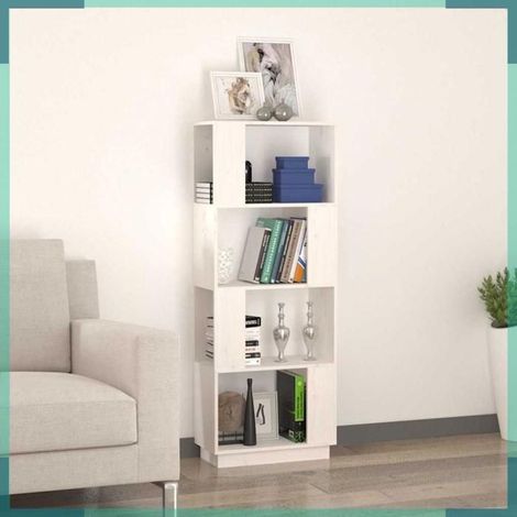814040 Bibliothèque/Séparateur de pièce Blanc 51x25x132 cm Pin massif (1/5)