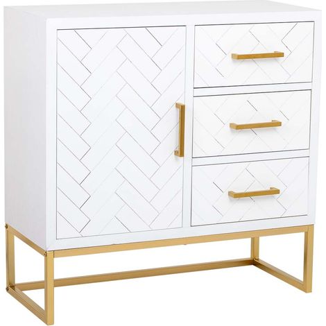 Aparador 1 puerta y 3 cajones de madera y metal 80x34x80h cm (1/5)