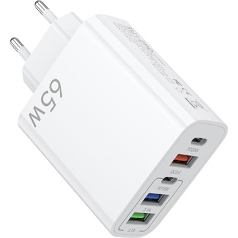 Chargeur Rapide USB, 5 Port Chargeur 65w USB C Multiple, Prise Rapide avec Secteur PD+QC 3.1A Type C Adaptateur Compatible avec 16 15 14 13 12 11 Pro Max X XS XR 8 Plus Mini Se (1/5)
