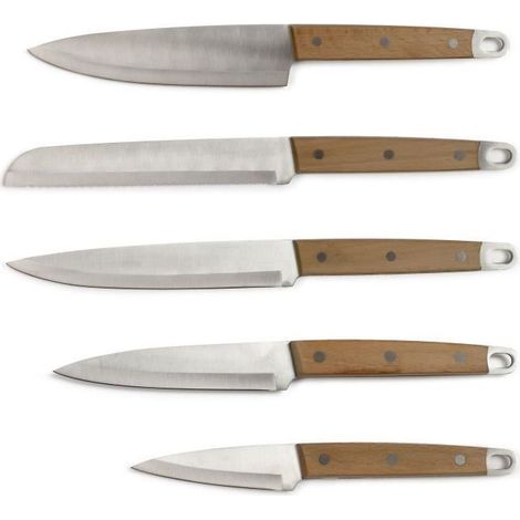 Livoo Set de cuchillos de cocina madera clara 5 piezas (1/3)