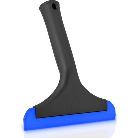 Silicone Squeegee with Hanging Holes, 6 Inch Multifunctional Squeegee for Shower, Mirror, Door, Window, Glass, Car Windshield, Black + Blue (1/4)