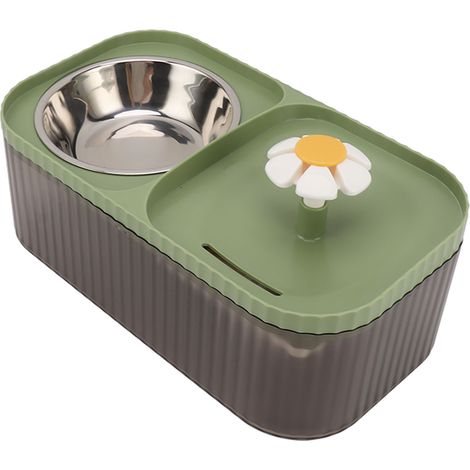 Fontaine à eau pour chat, gamelle haute capacité et silencieuse 2 en 1, distributeur d'eau et distributeur de croquettes vert (1/5)