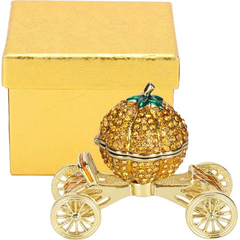 Pumpkin Cart Ornament Antique Zinc Alloy Carriage Cart Gift Decoration Figurine Trinket Jewelry Box (1/5)