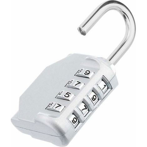 Cadenas Combinaison - 4 Chiffres - Pour Casier Scolaire Et Bureau - Zinc Argenté - 43 x 20 x 76 mm - 1 Pièce (1/4)