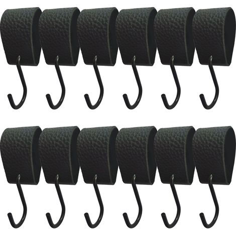 S-Haken mit Lederschlaufe – 10,5 x 2,5 cm – Kleiderhaken, Metzgerhaken, Leder