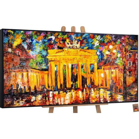 Gemälde Brandenburger Tor Rahmen Schwarz 120x60 cm (1/5)