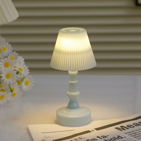 Lampada da scrivania a LED in stile retrò, mini luce notturna nordica, adatta per camere da letto, soggiorni e uffici, blu retrò.