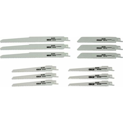 Sägeblatt für Säbelsäge, 12 Stück / silber
