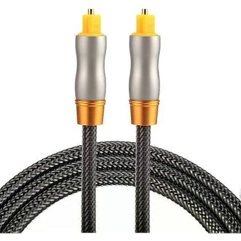 Câble optique Toslink - 1 m, tête métallique plaquée or, diamètre extérieur 6,0 mm (1/5)