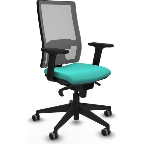 Horna sincro malla gris similpiel turquesa brazos 2D base piramidal  ruedas 65mm engomadas (1/5)