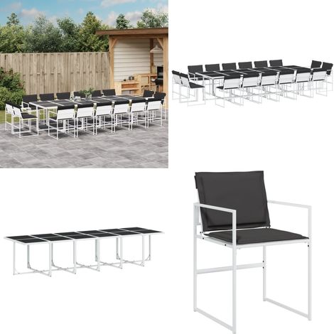 Ensemble à manger de jardin avec coussins 17pcs blanc textilène - Salon De Jardin - Mobilier De Jardin - Set De Jardin - Table De Jardin - Chaises De Jardin - Home & Living (1/5)