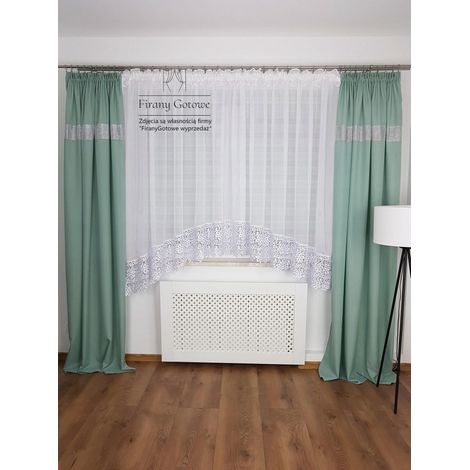Tenda con pizzo guipure, 30 cm, realizzata in voile (1/3)