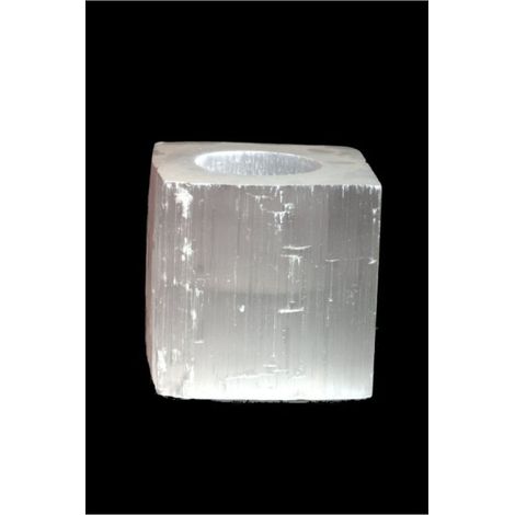 Bougeoir Cube en Sélénite Poli 700 g