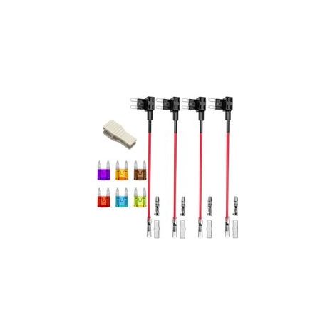 4pcs 12V-24V 20A Petite Add-A-Circuit Porte-fusible Voiture, Adaptateur Lame Porte-fusible ATM, avec 6 pièces de Fusible à Lame et 1 pièce de Extracteur (1/5)