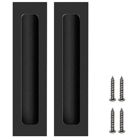 2 Pcs Poignées de Porte Invisible Poignées Encastrées pour Porte Coulissante Noir Poignées pour Meubles Armoire Tiroirs avec Vis (1/5)