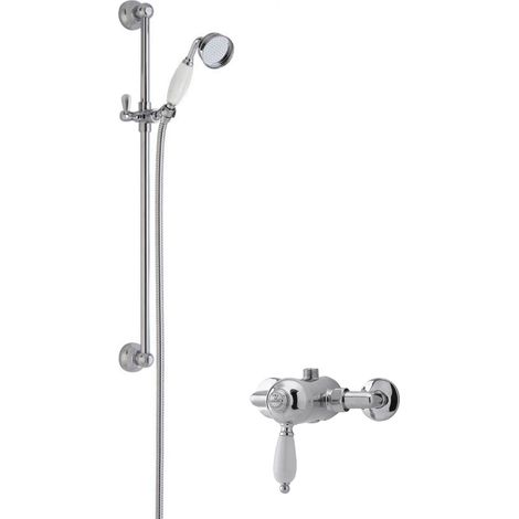 Nuie Edwardian Round Manual Exposed Shower Valve with Slider Rail Kit - Chrome (1/2)