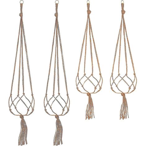 Set mit 4 Makramee-Hängeblumenampeln (2 x 105 cm und 2 x 90 cm) zur Gartendekoration (1/4)