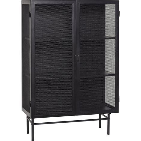 Hubsch Skandinavischer Geschirrschrank schwarz 100 x 45 x 150 cm (1/2)
