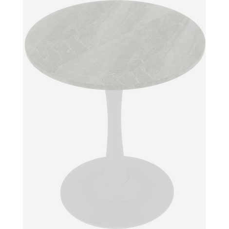 Table ronde blanche en marbre artificiel 70 x 70 x 72 cm MODENUIT (1/5)