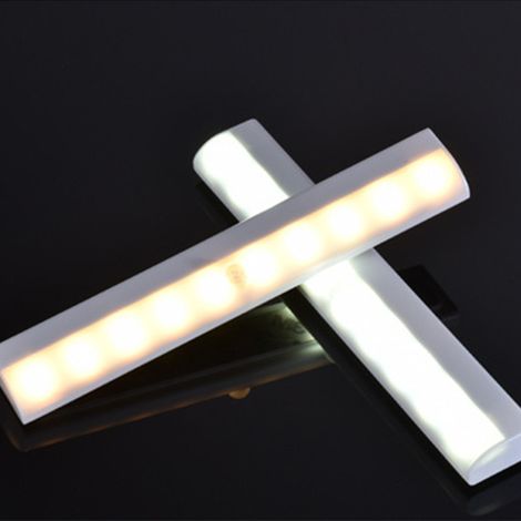 Neues Set mit 10 LED-Nachtlichtern mit Bewegungsmelder, Schrankleuchten mit Lichtsensor, batteriebetriebene (nicht wiederaufladbare) Schranklampen, warmgelbes Licht, 10 Stück (1/5)